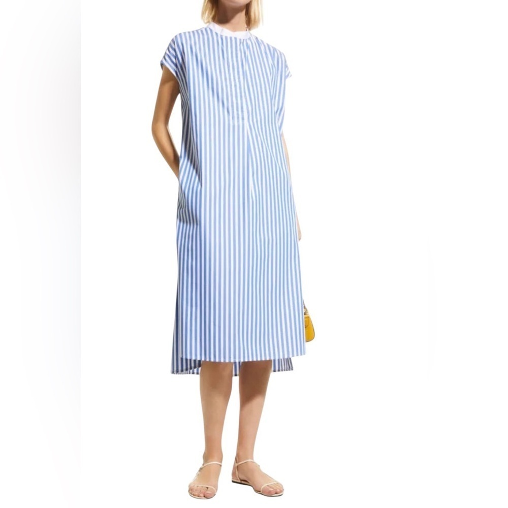 Harshman New NWT Edith Shirt Midi Dress Blue White Stripe Size Small